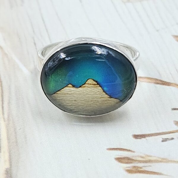 Aurora Opal Mountain Doublet Size US 9 925 Sterling Silver Ring (RS13-390)