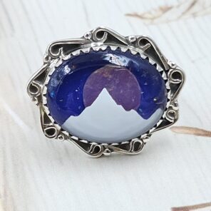 Aurora Opal Mountain Doublet Size US 7 925 Sterling Silver Ring (RS13-366)