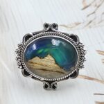 Aurora Opal Mountain Doublet Adjustable 925 Sterling Silver Ring (RS13-311)