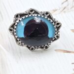 Aurora Opal Mountain Doublet Adjustable 925 Sterling Silver Ring (RS13-312)