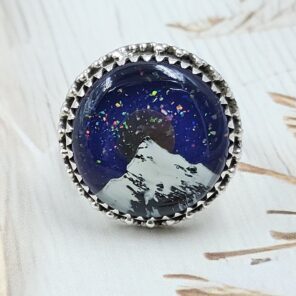 Aurora Opal Mountain Doublet Size US 9 925 Sterling Silver Ring (RS13-391)