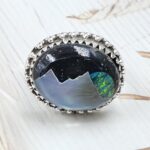 Aurora Opal Mountain Doublet Size US 7 925 Sterling Silver Ring (RS13-364)