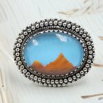 Aurora Opal Mountain Doublet Size US 8 925 Sterling Silver Ring (RS13-376)