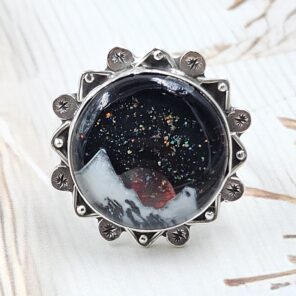 Aurora Opal Mountain Doublet Size US 10 925 Sterling Silver Ring (RS13-394)