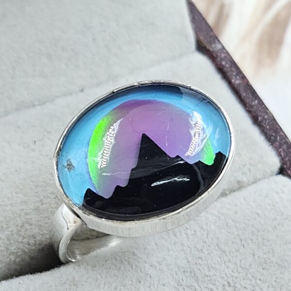 Aurora Opal Mountain Doublet Adjustable 925 Sterling Silver Ring (RS13-346) - Image 2