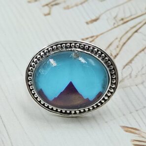 Aurora Opal Mountain Doublet Adjustable 925 Sterling Silver Ring (RS13-297)