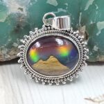 Aurora Opal Mountain Doublet 1.25" 925 Sterling Silver Pendant (RS78-8)