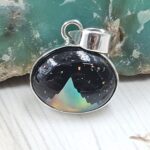Aurora Opal Mountain Doublet 1.25" 925 Sterling Silver Pendant (RS78-55)