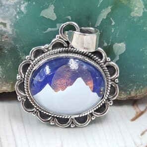 Aurora Opal Mountain Doublet 1.25" 925 Sterling Silver Pendant (RS78-50)