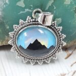 Aurora Opal Mountain Doublet 1.25" 925 Sterling Silver Pendant (RS78-9)