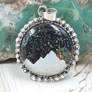 Aurora Opal Mountain Doublet 1.25" 925 Sterling Silver Pendant (RS78-6)