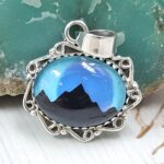Aurora Opal Mountain Doublet 1.25" 925 Sterling Silver Pendant (RS78-52)