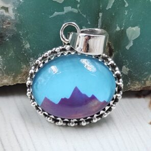 Aurora Opal Mountain Doublet 1.25" 925 Sterling Silver Pendant (RS78-48)