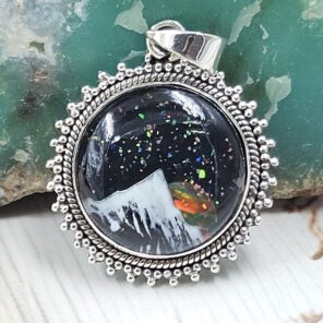 Aurora Opal Mountain Doublet 1.25" 925 Sterling Silver Pendant (RS78-20)