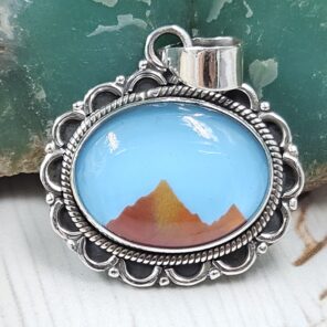 Aurora Opal Mountain Doublet 1.25" 925 Sterling Silver Pendant (RS78-29)