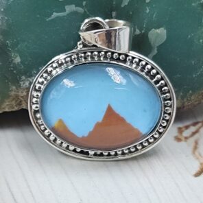 Aurora Opal Mountain Doublet 1.25" 925 Sterling Silver Pendant (RS78-84)