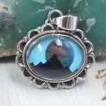 Aurora Opal Mountain Doublet 1.25" 925 Sterling Silver Pendant (RS78-77)