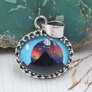 Aurora Opal Mountain Doublet 1.25" 925 Sterling Silver Pendant (RS78-49)