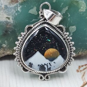 Aurora Opal Mountain Doublet 1" 925 Sterling Silver Pendant (RS78-90)