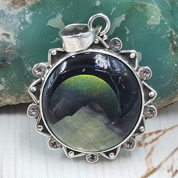 Aurora Opal Mountain Doublet 1.25" 925 Sterling Silver Pendant (RS78-53)