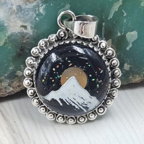 Aurora Opal Mountain Doublet 1.25" 925 Sterling Silver Pendant (RS78-44)