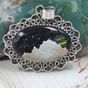 Aurora Opal Mountain Doublet 1.25" 925 Sterling Silver Pendant (RS78-47)