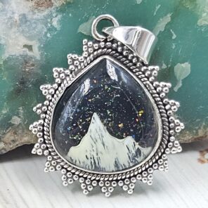 Aurora Opal Mountain Doublet 1" 925 Sterling Silver Pendant (RS78-89)