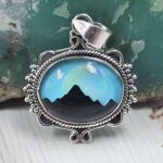 Aurora Opal Mountain Doublet 1.25" 925 Sterling Silver Pendant (RS78-70)