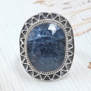 Teal Kyanite Size US 9 925 Sterling Silver Ring (RS49-16)
