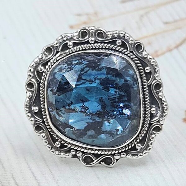 Teal Kyanite Size US 7 925 Sterling Silver Ring (RS49-19)