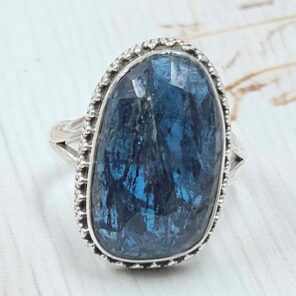 Teal Kyanite Size US 9 925 Sterling Silver Ring (RS49-23)