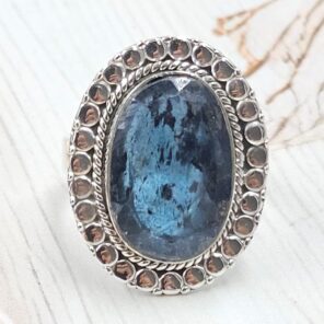 Teal Kyanite Size US 8 925 Sterling Silver Ring (RS49-28)