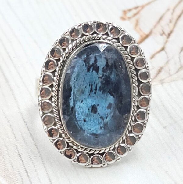 Teal Kyanite Size US 8 925 Sterling Silver Ring (RS49-28)