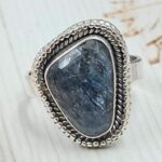 Teal Kyanite Size US 9 925 Sterling Silver Ring (RS49-30)