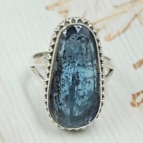 Teal Kyanite Size US 9 925 Sterling Silver Ring (RS49-34)