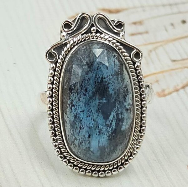 Teal Kyanite Size US 9 925 Sterling Silver Ring (RS49-35)