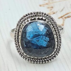 Teal Kyanite Size US 10 925 Sterling Silver Ring (RS49-51)