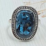 Teal Kyanite Size US 9 925 Sterling Silver Ring (RS49-65)