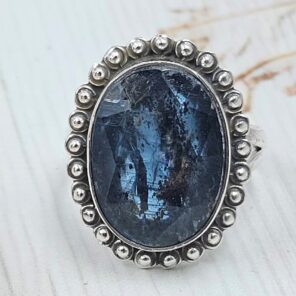 Teal Kyanite Size US 9 925 Sterling Silver Ring (RS49-85)