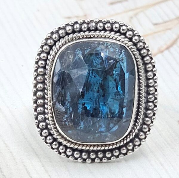 Teal Kyanite Size US 9 925 Sterling Silver Ring (RS49-90)
