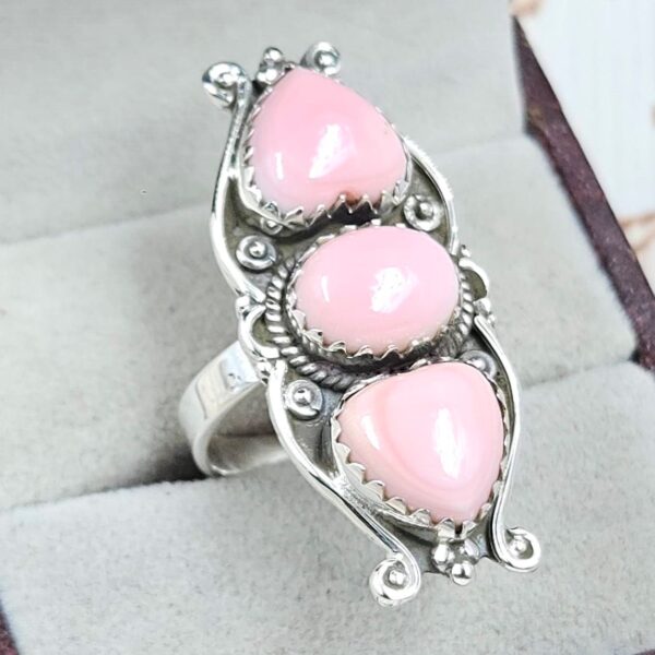 Pink Queen Conch 1.5" 925 Sterling Silver Ring (REXT23-36) - Image 2