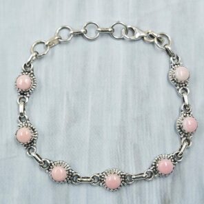 Pink Queen Conch 8" 925 Sterling Silver Bracelet (RSB2-217)