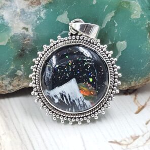 Aurora Opal Mountain Doublet 1" 925 Sterling Silver Pendant (RS78-94)