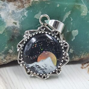 Aurora Opal Mountain Doublet 1" 925 Sterling Silver Pendant (RS78-95)