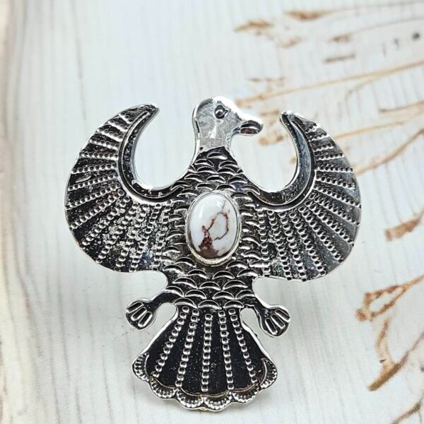 Wild Horse Jasper 925 Sterling Silver Eagle Ring (RS105-869)