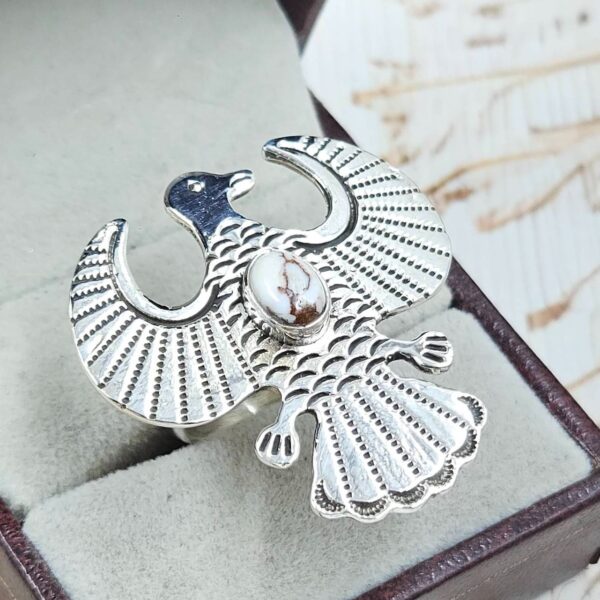 Wild Horse Jasper 925 Sterling Silver Eagle Ring (RS105-869) - Image 2