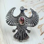 Red Rose Dahlia Turquoise 925 Sterling Silver Eagle Ring (RS105-870)