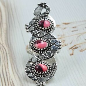 Red Roase Dahlia Turquoise 925 Sterling Silver Snake Ring (RS105-861)