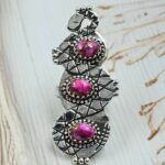 Pink Dahlia Turquoise 925 Sterling Silver Snake Ring (RS105-860)
