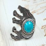 Kingman Turquoise  925 Sterling Silver horse Ring (RS105-831)